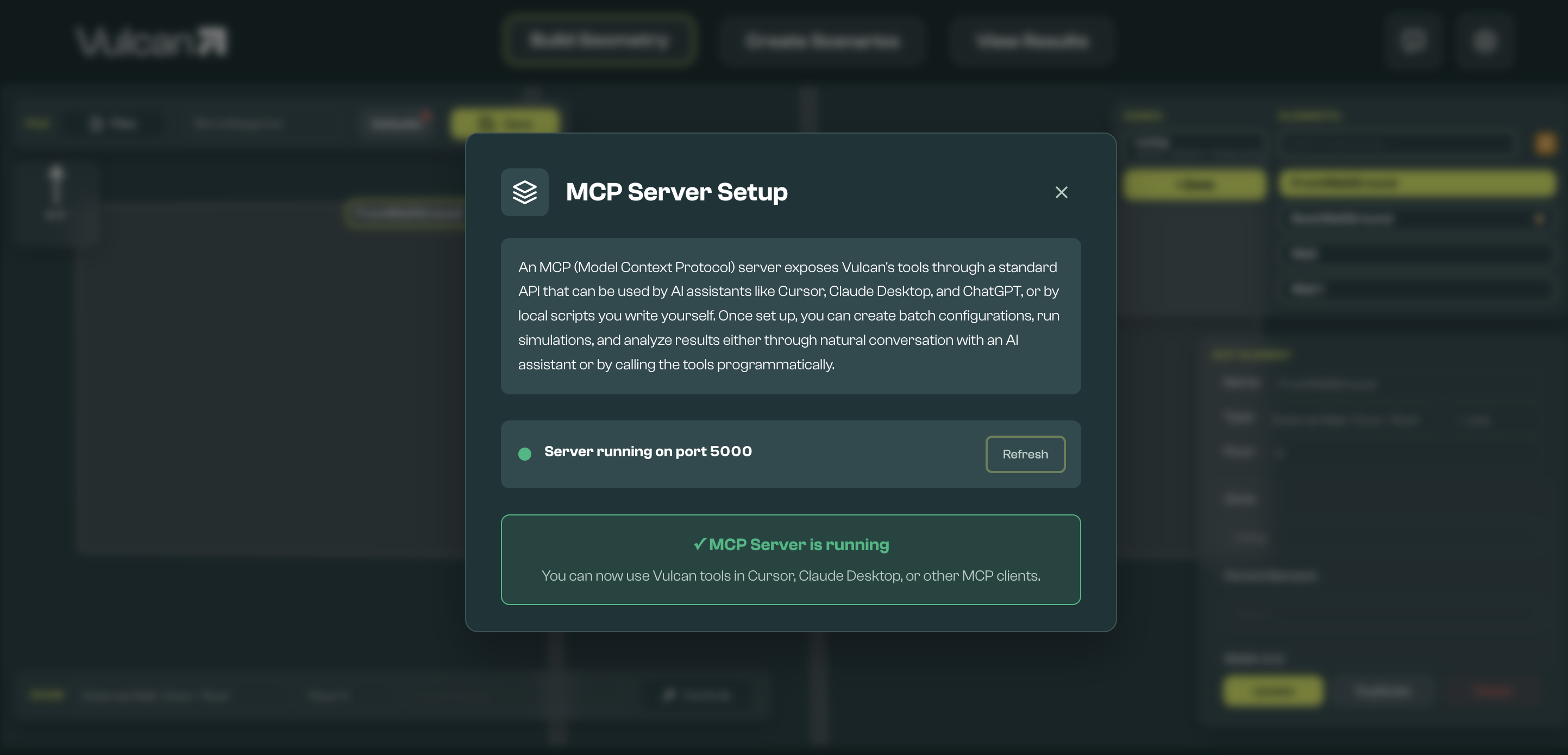 MCP Helper in the Vulcan app