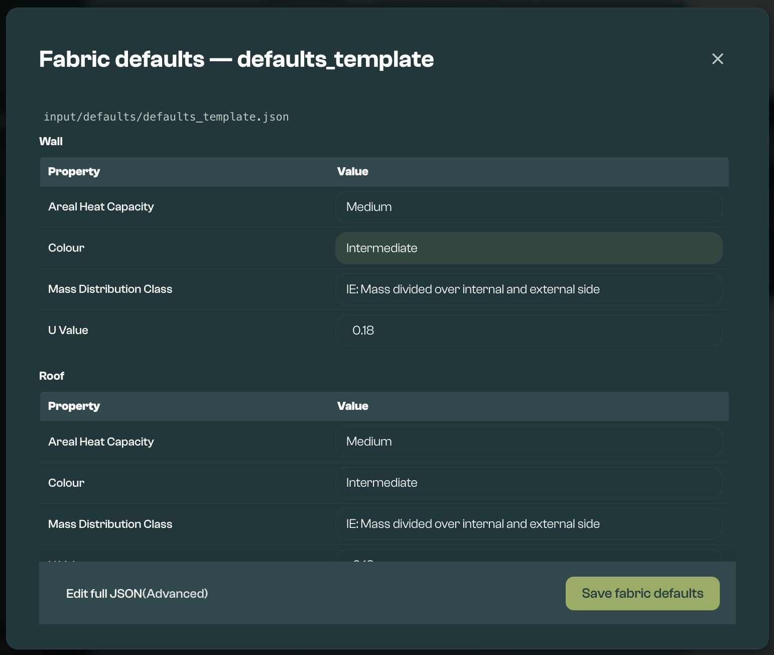 Defaults editor