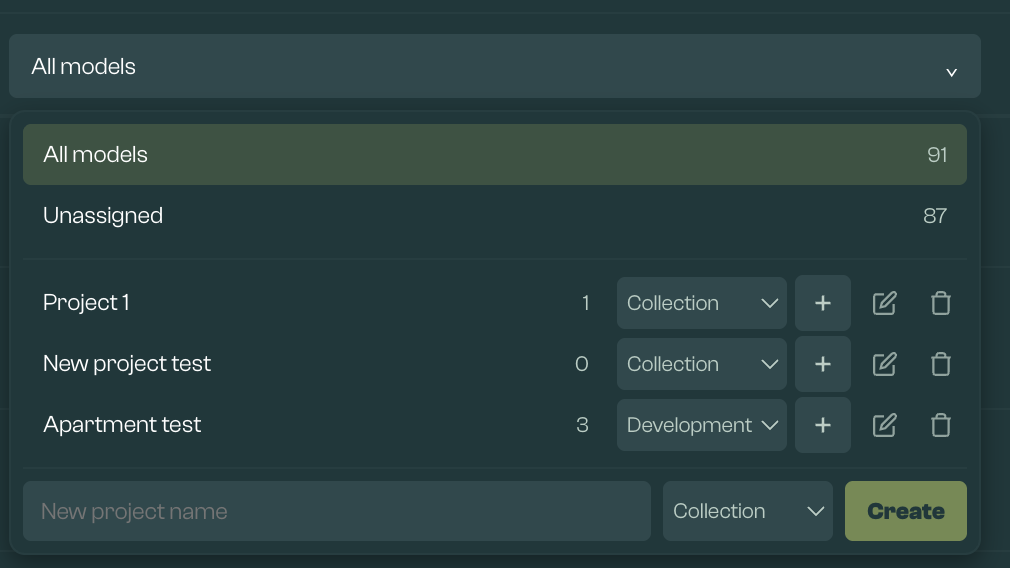 Project dropdown