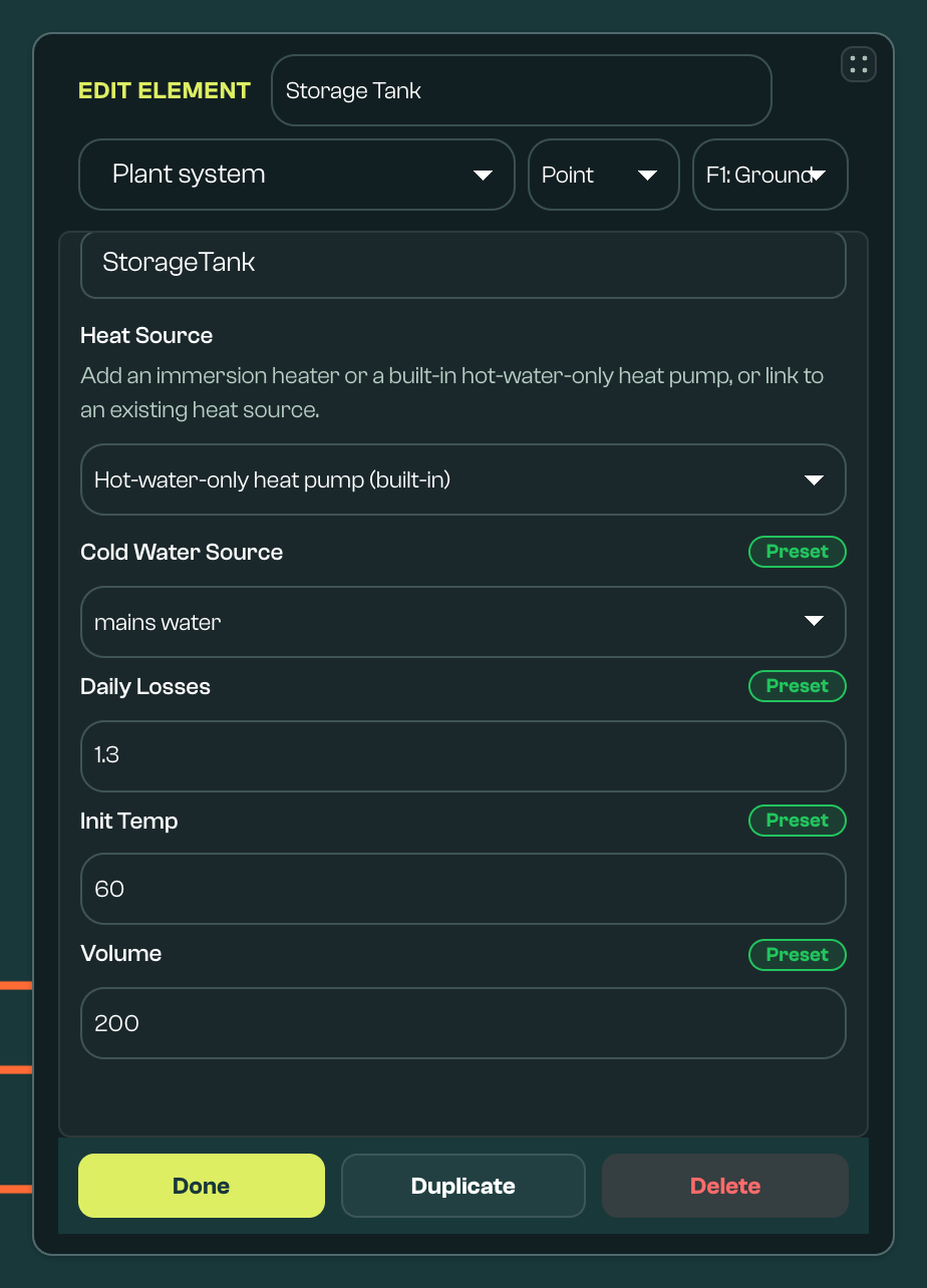 Hot-water-only heat pump in the cylinder's Heat Source picker