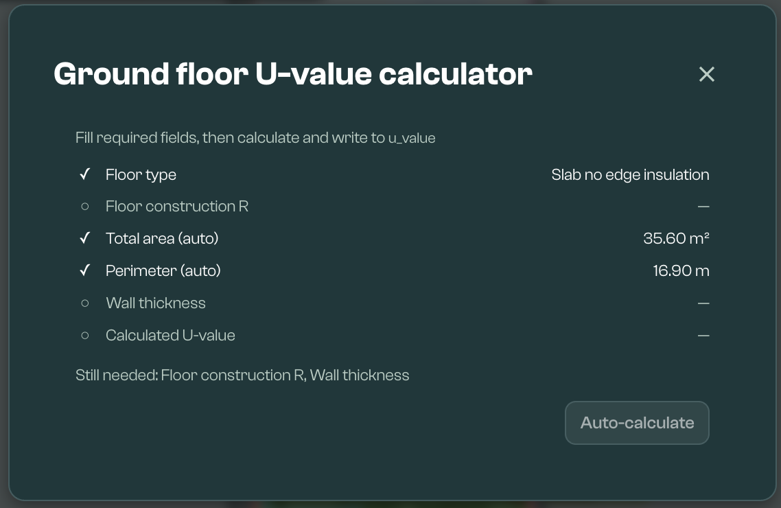Ground floor U-value calculator