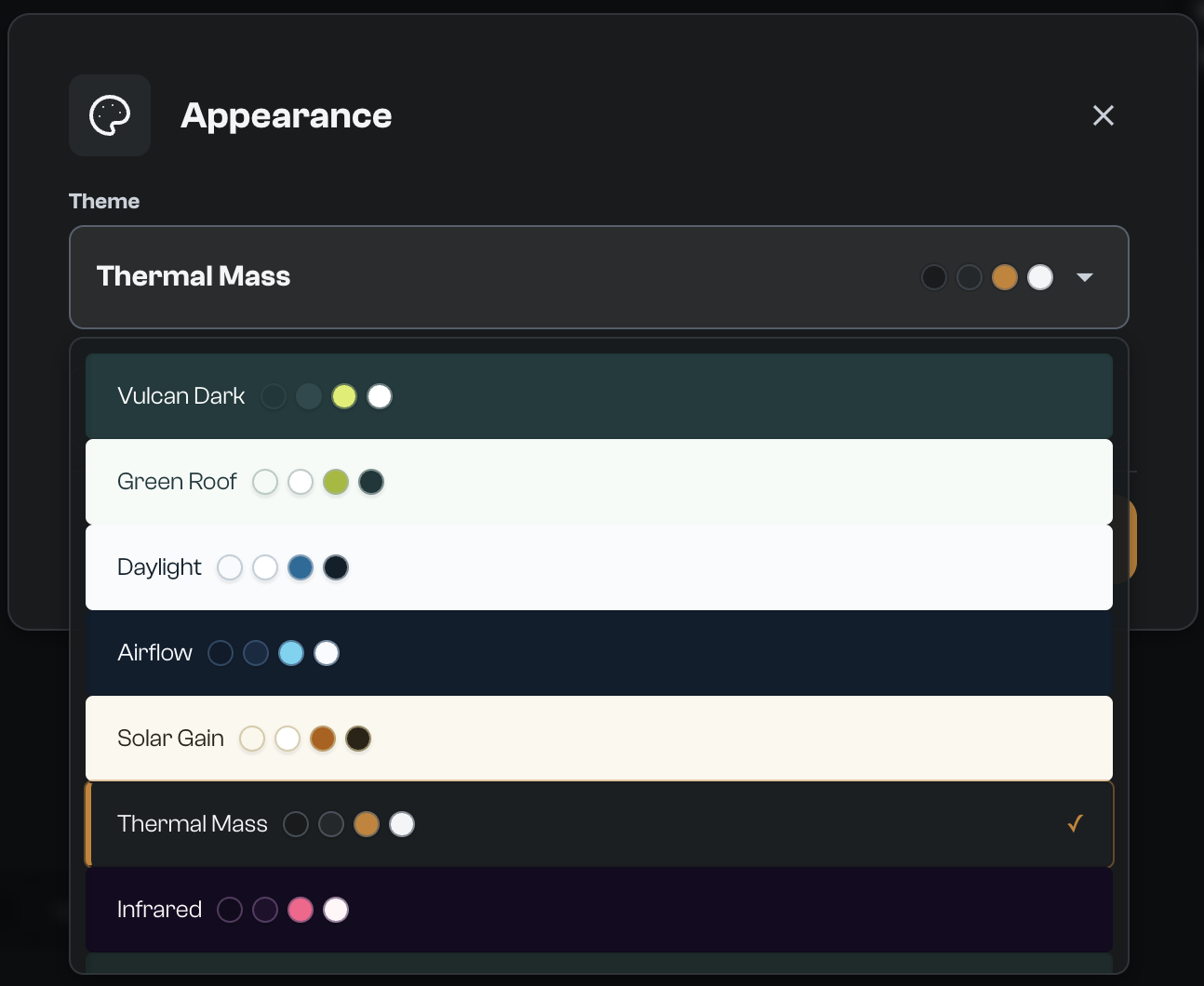 Appearance settings