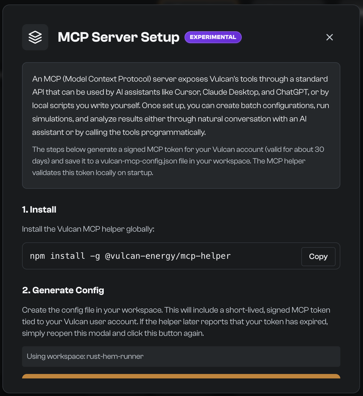 MCP config modal